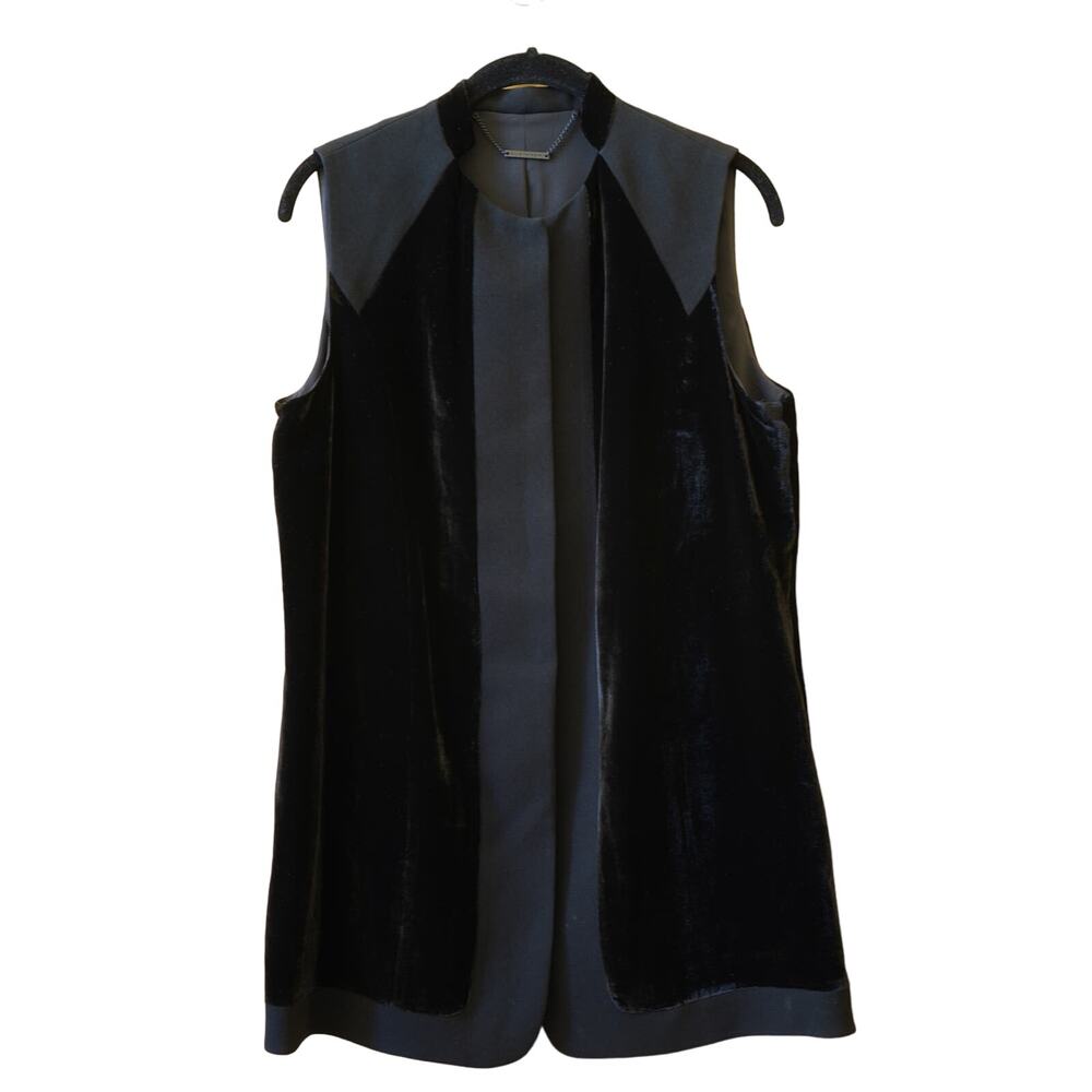 Elie Tahari Velvet Snap Button Long Vest Top Feminine Black Size Small